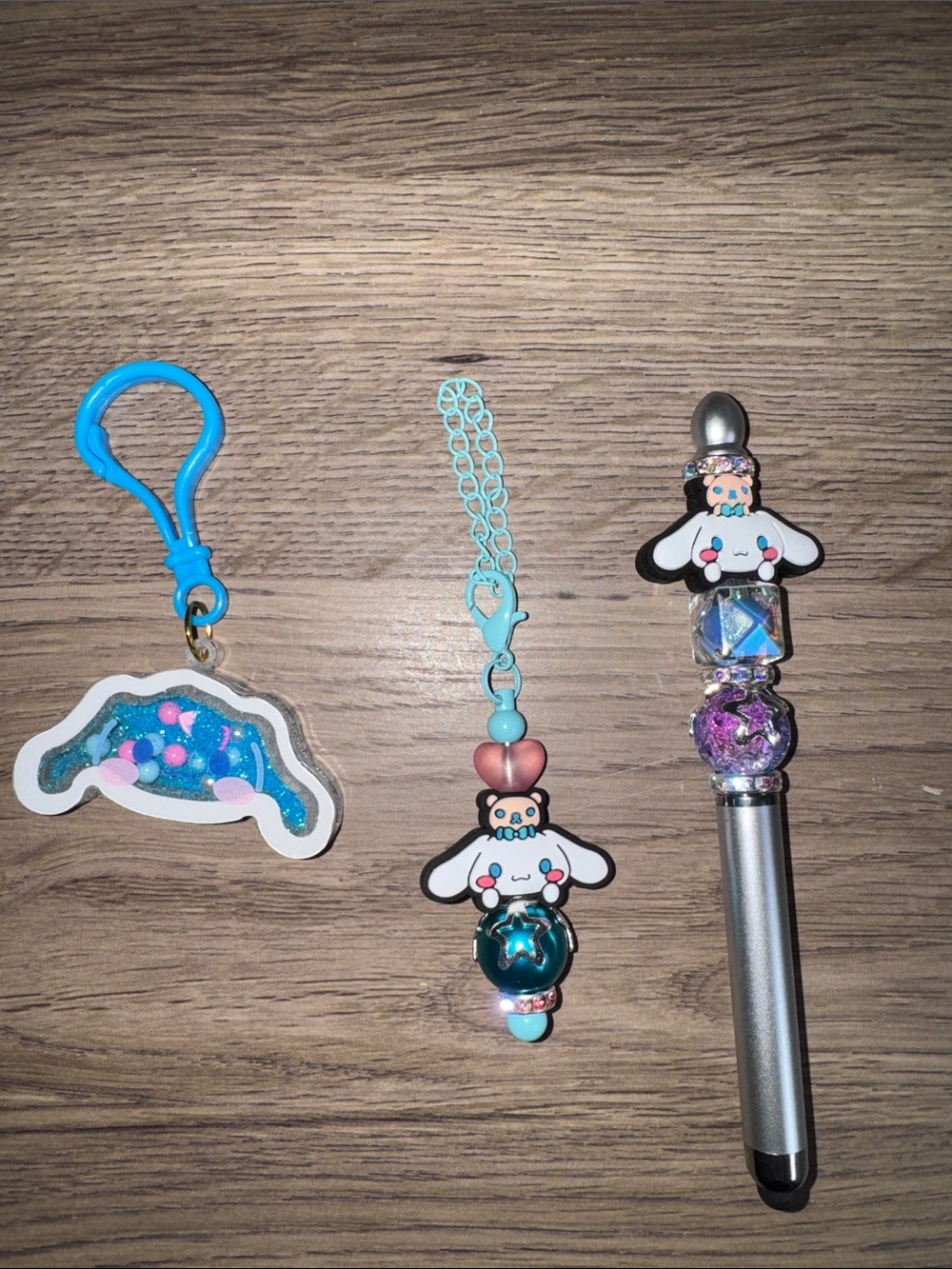 Cute Blue Character Keychain and Stylus Set - Blue